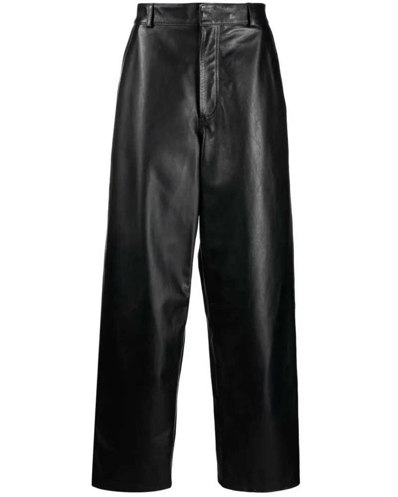 GCDS Lederhose mit weitem Bein - Schwarz Schwarz
