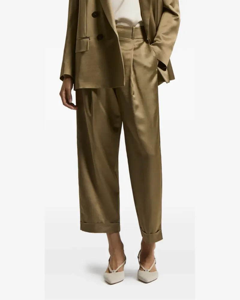 Peserico pleated-front satin trousers - Grün Grün