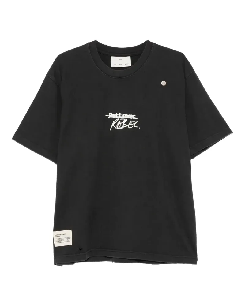 Song For The Mute x Birkenstock distressed-effect logo-print T-shirt - Schwarz Schwarz