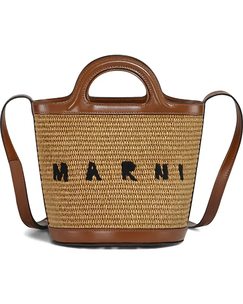 Marni Kleine Tropicalia Beuteltasche mit Logo - Braun Braun