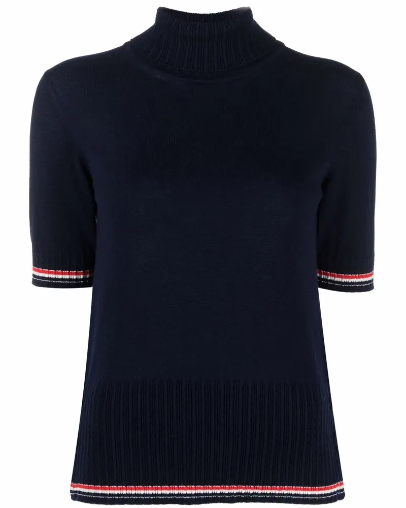 Thom Browne Kaschmiroberteil mit RWB-Streifen - Blau Blau