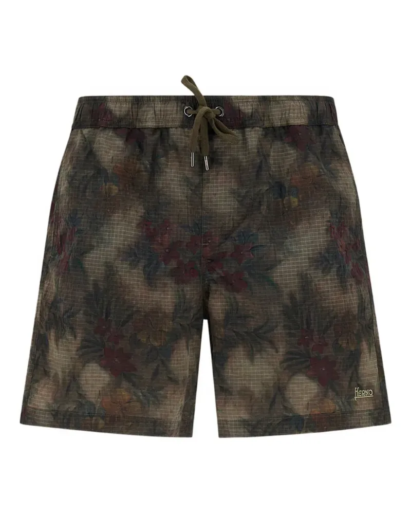 Herno Badeshorts mit Blumenprint - Braun Braun