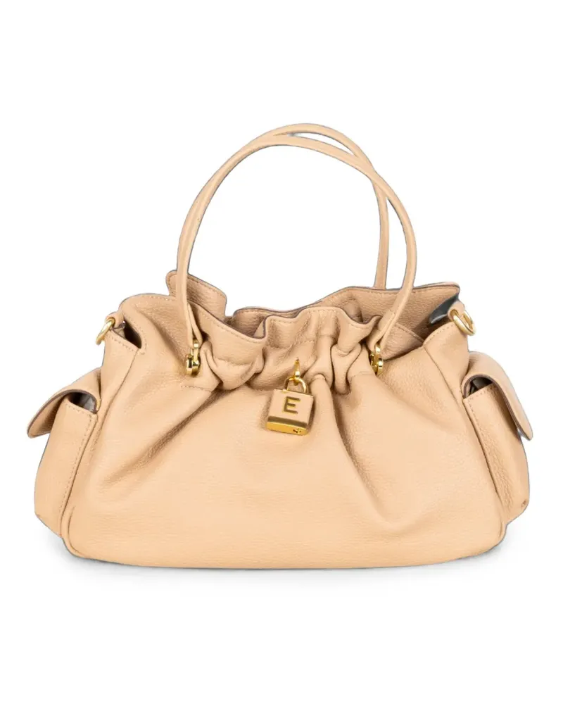 Ermanno Scervino padlock-detail ruched tote bag - Nude Nude