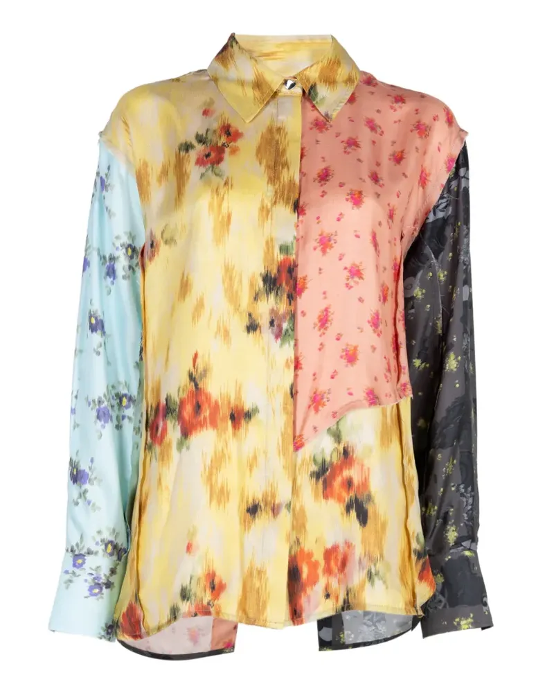 Ganni floral-print silk-twill shirt - Gelb Gelb