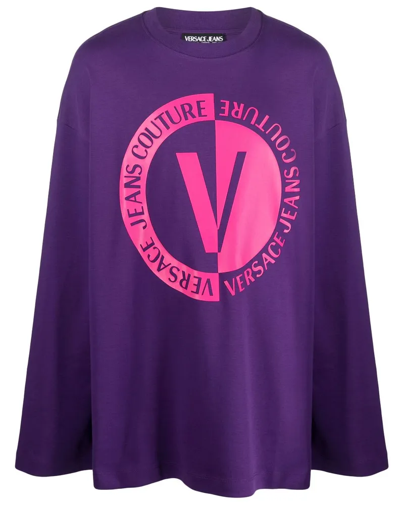 Versace Jeans Sweatshirt mit Logo-Print Violett