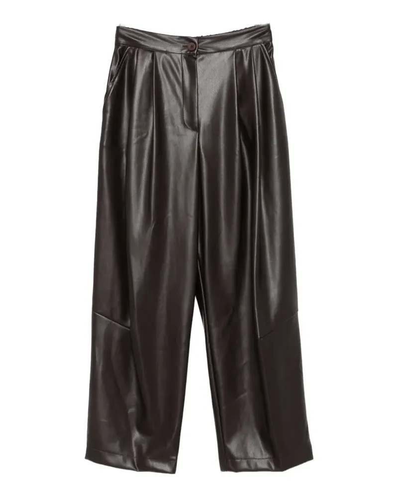 Dixie pleated faux-leather trousers - Braun Braun