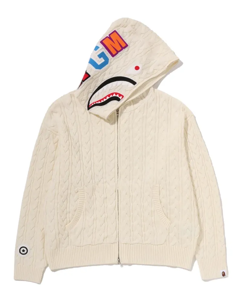 BAPE Shark cable-knit hoodie - Nude Nude