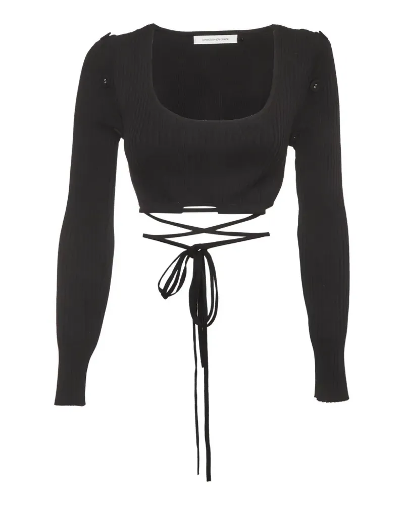 Christopher Esber rib-knit tie-up crop top - Schwarz Schwarz