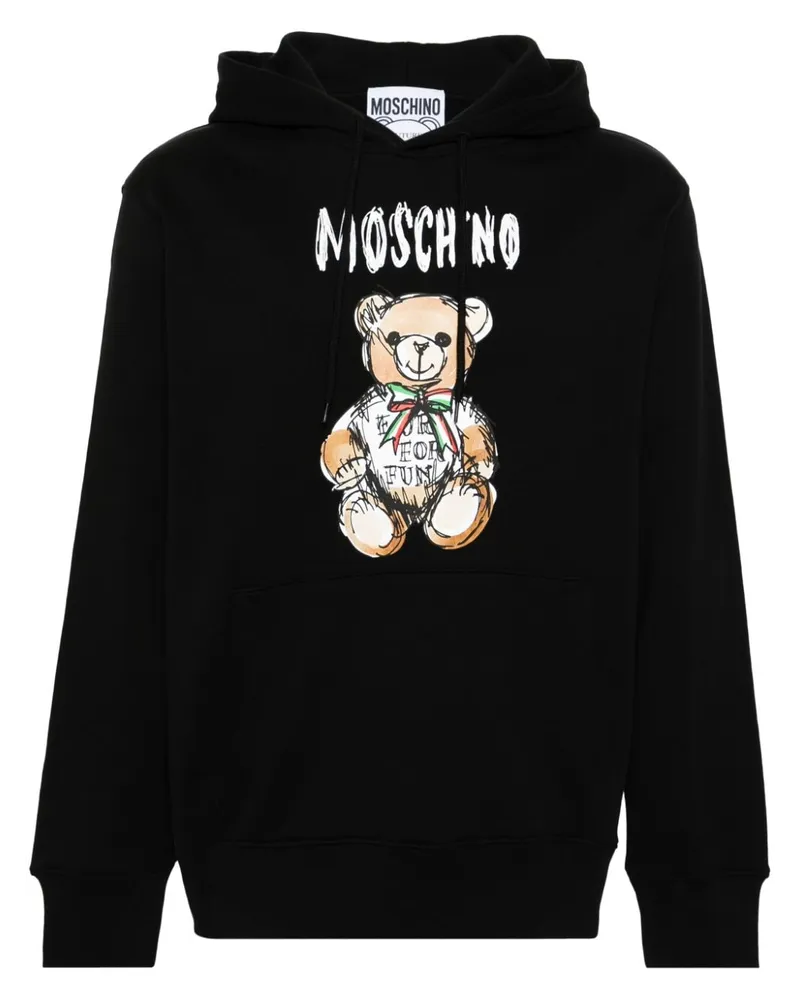 Moschino Hoodie mit Teddy-Print Schwarz