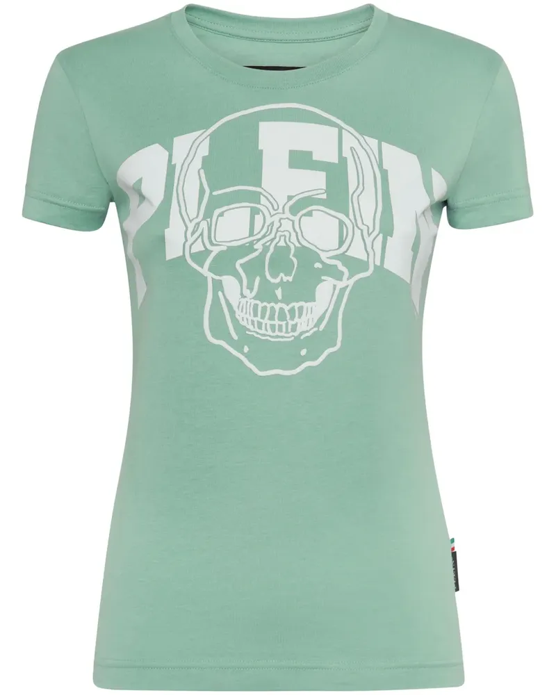 Philipp Plein T-Shirt mit Totenkopf-Print - Grün Grün