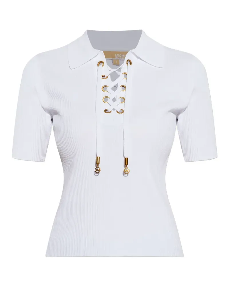 Michael Kors lace-up polo top - Weiß Weiß