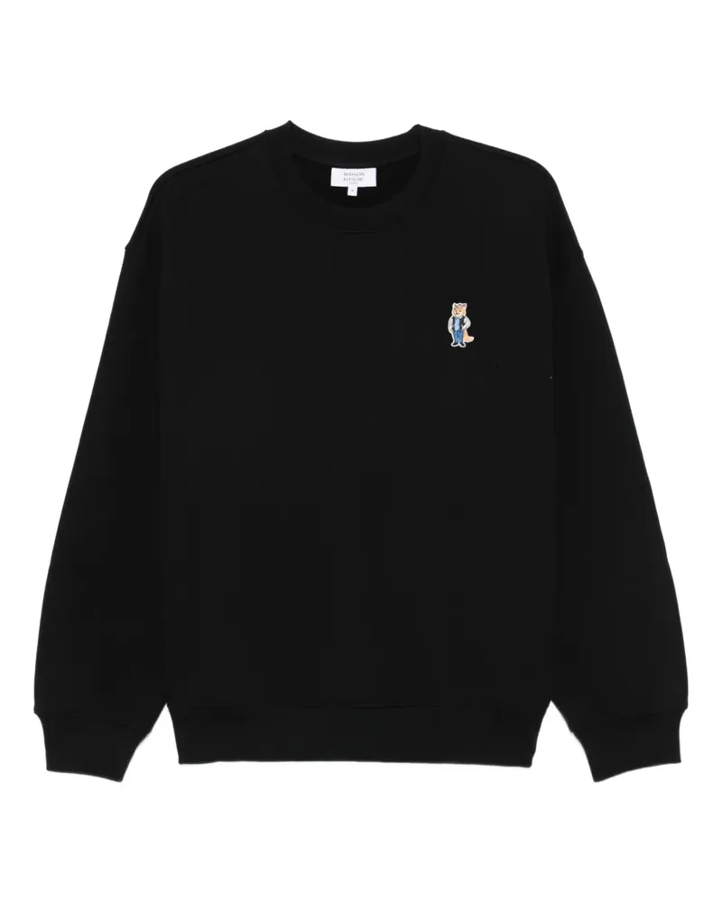 Kitsuné Sweatshirt mit aufgesticktem Fuchs - Schwarz Schwarz