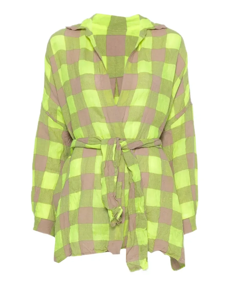 Daniela Gregis check-pattern belted shirt - Grün Grün