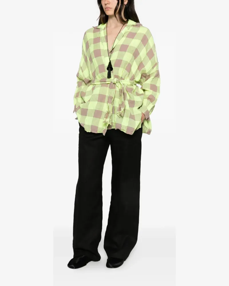 Daniela Gregis check-pattern belted shirt - Grün Grün