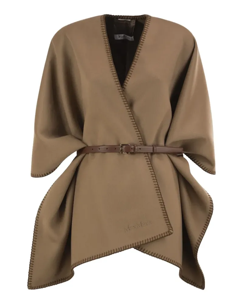 Max Mara Gürtel-Cape mit Ziernähten - Nude Nude