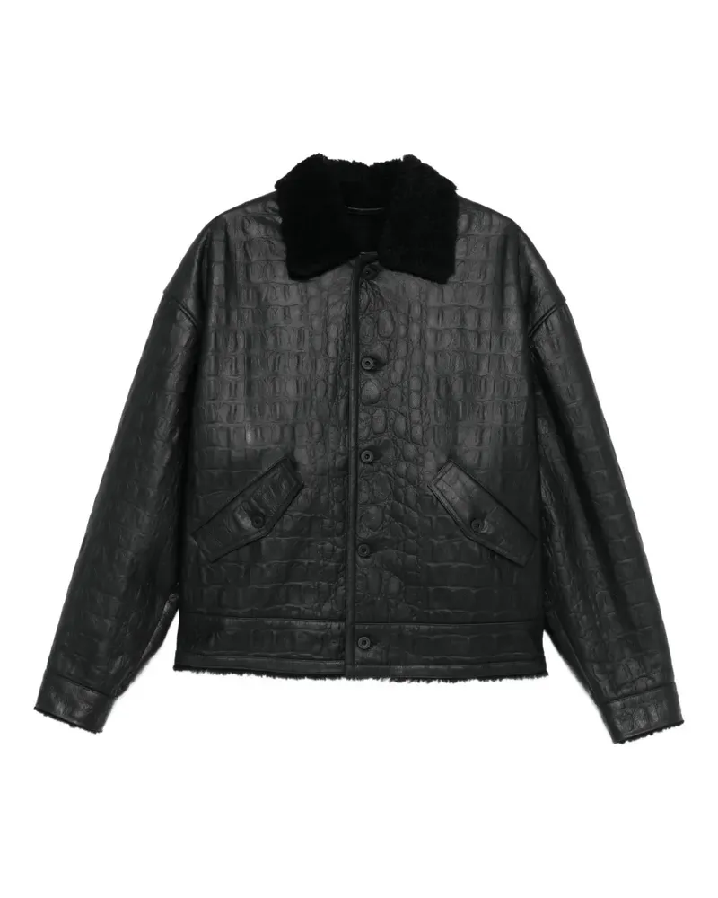PENCE Jacke mit Kroko-Prägung - Schwarz Schwarz