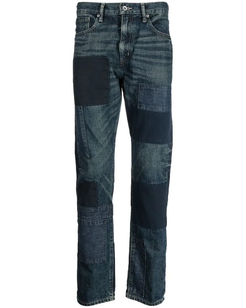 Neighborhood Ausgeblichene Jeans mit Patches Blau