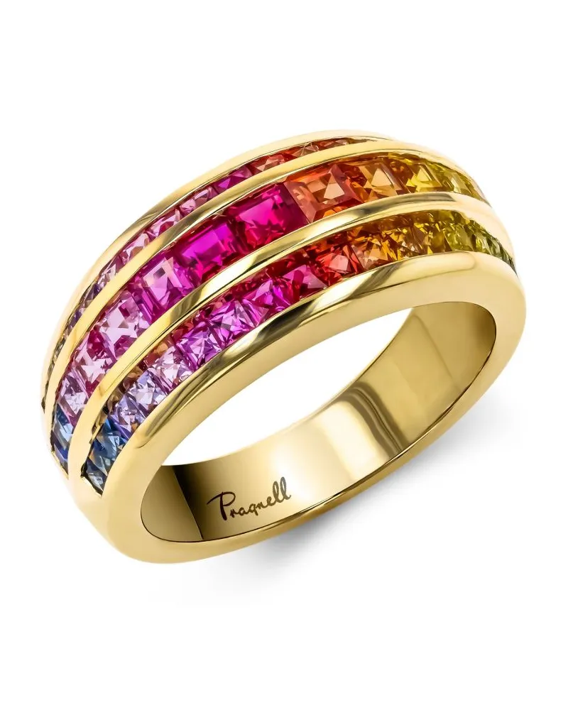Pragnell 18kt Manhattan Gelbgoldring mit Saphir Gold