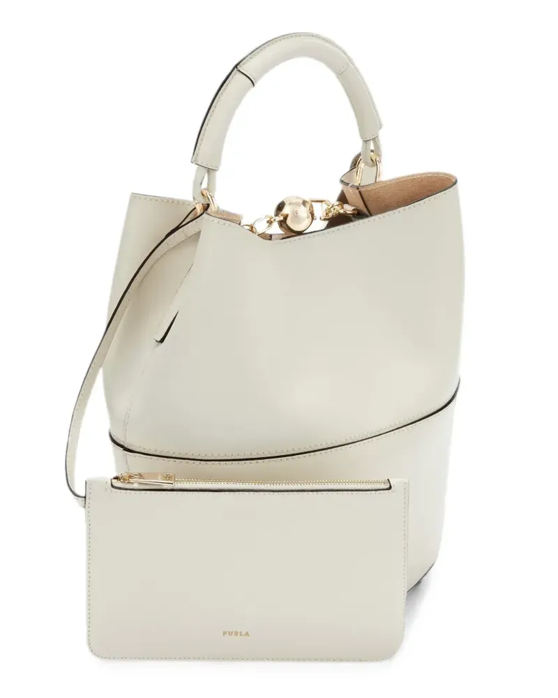 Furla Sfera Beuteltasche mit Logo-Schnalle - Weiß Weiß