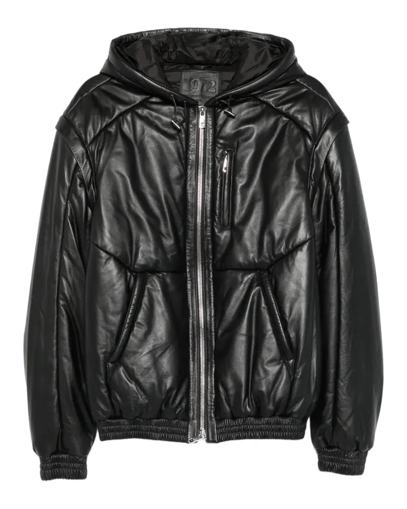 DESA hooded leather jacket - Schwarz Schwarz
