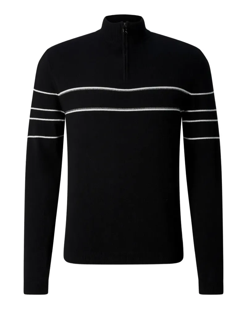 Bogner Kuno Pullover mit Streifendetail und kurzem Reißverschluss - Schwarz Schwarz