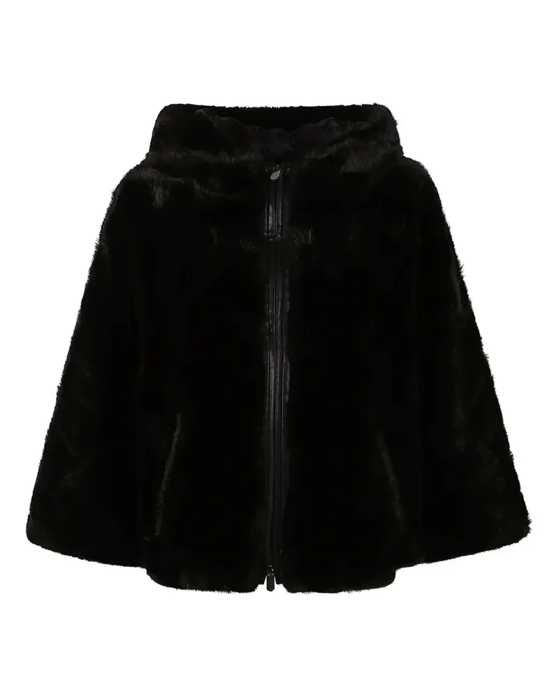 Pinko faux-fur hooded jacket - Schwarz Schwarz
