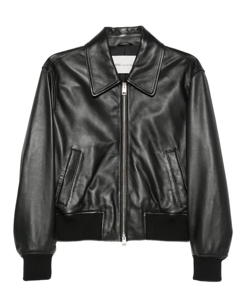 AMI Paris Ami de Coeur leather jacket - Schwarz Schwarz