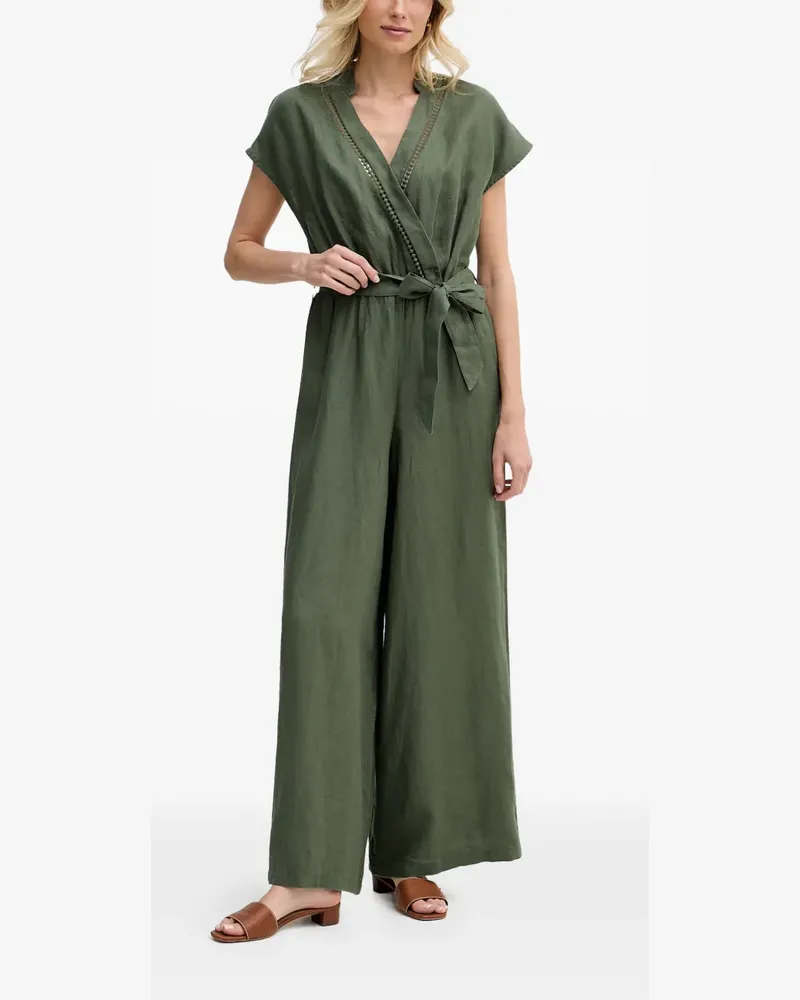 Benetton Jumpsuit im Wickelstil mit Leiterstich - Grün Grün