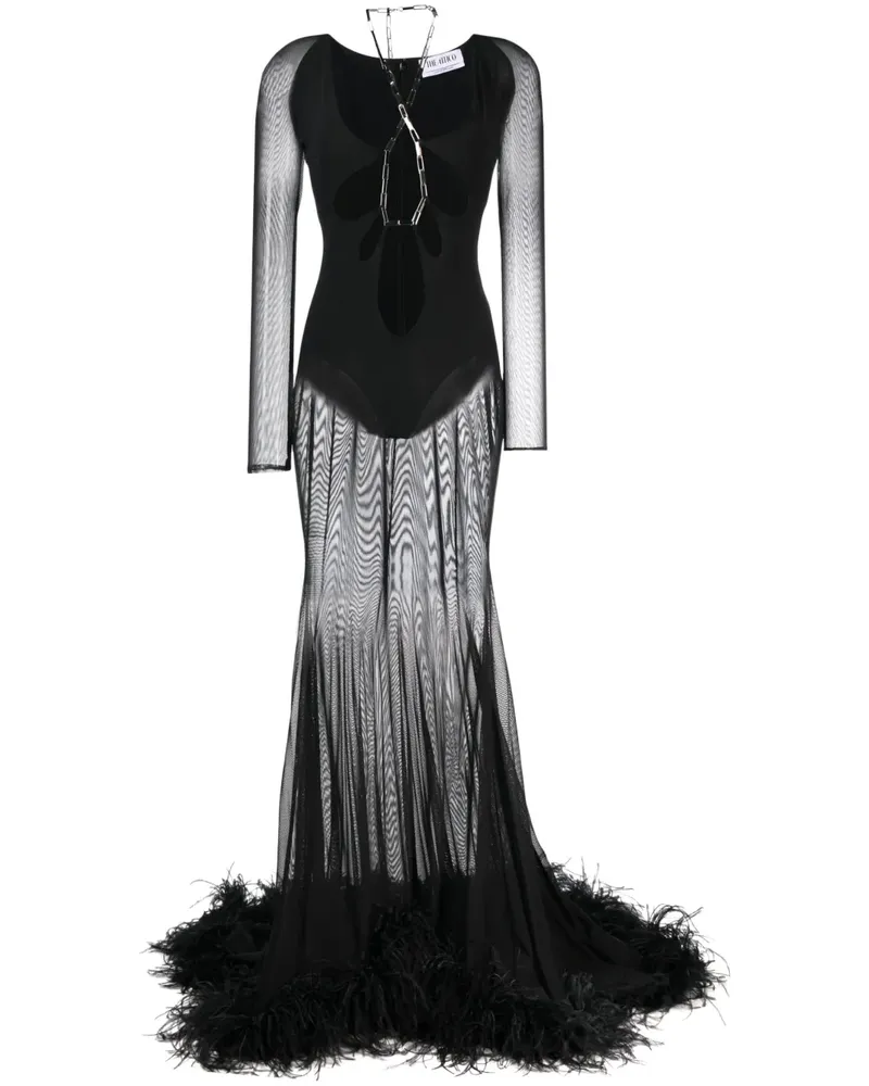 ATTICO Minikleid mit Federn - Schwarz Schwarz