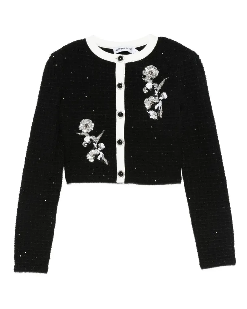 Self-Portrait Schmale Cropped-Jacke - Schwarz Schwarz