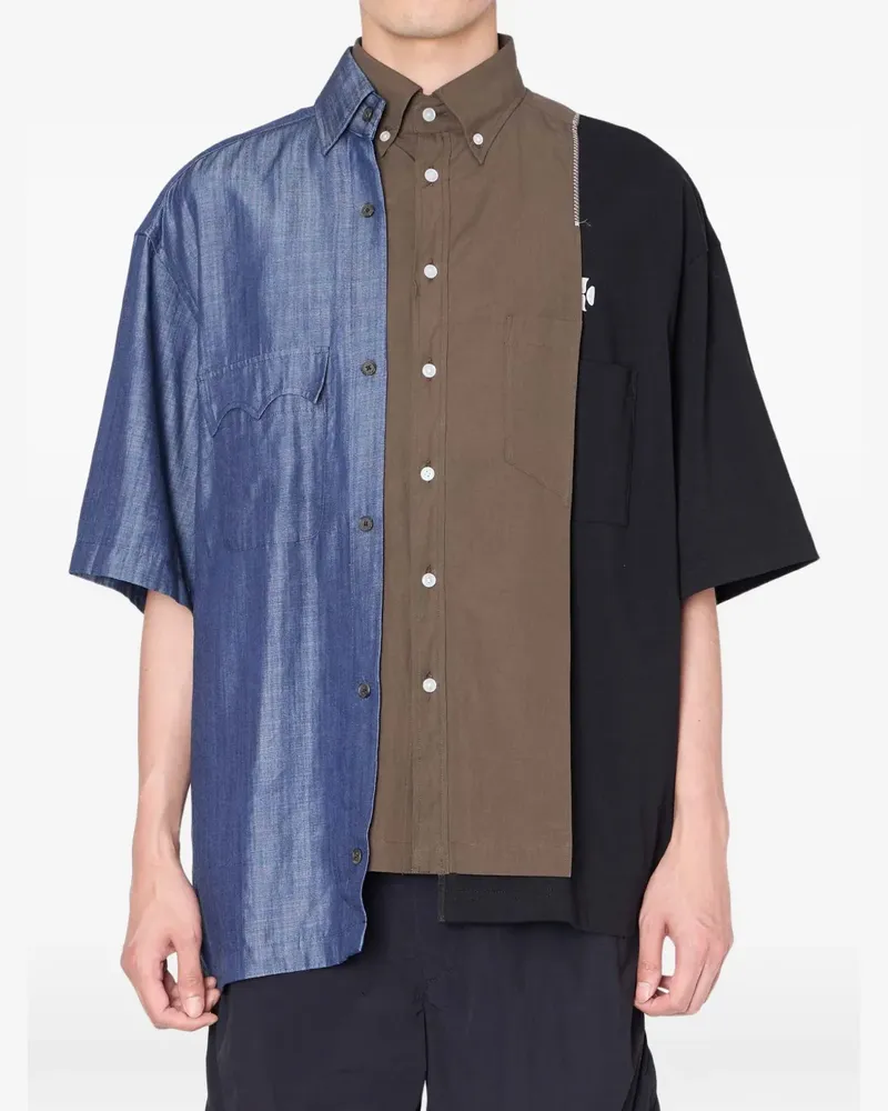 kolor patchwork pocket shirt - Braun Braun