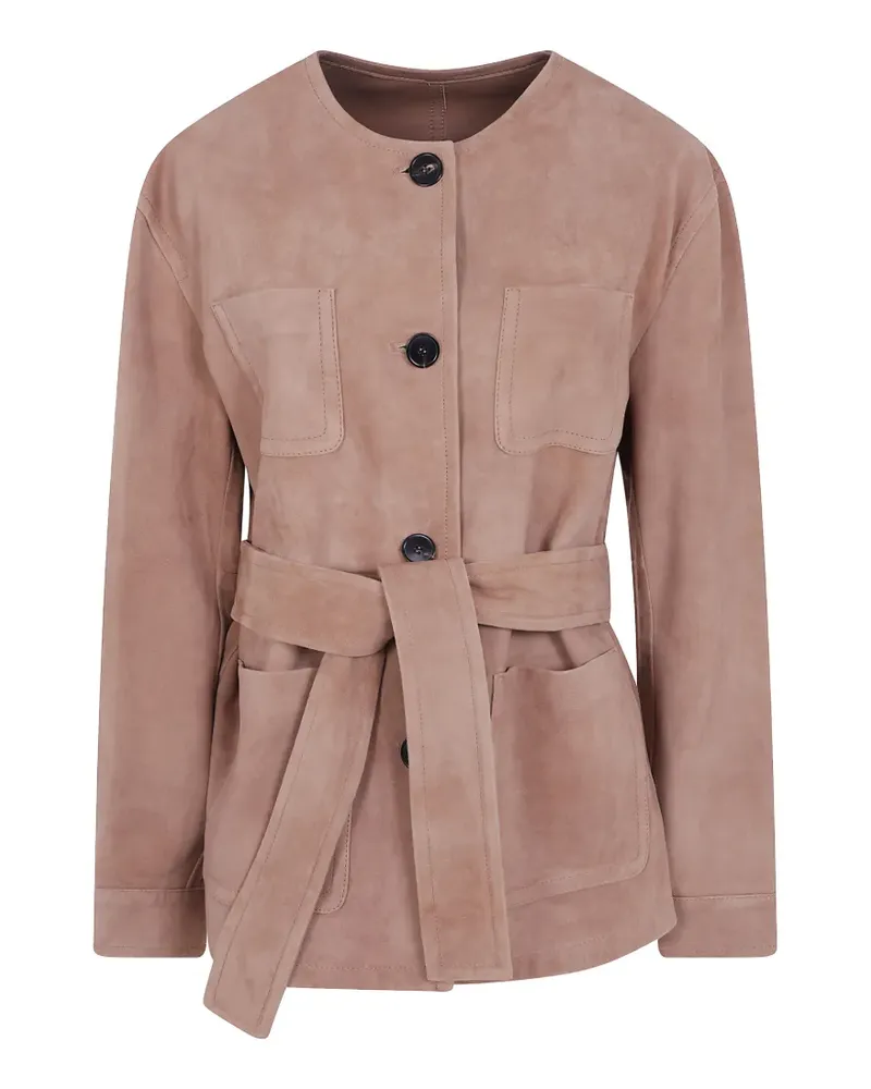 Max Mara Bohemia belted suede jacket - Nude Nude