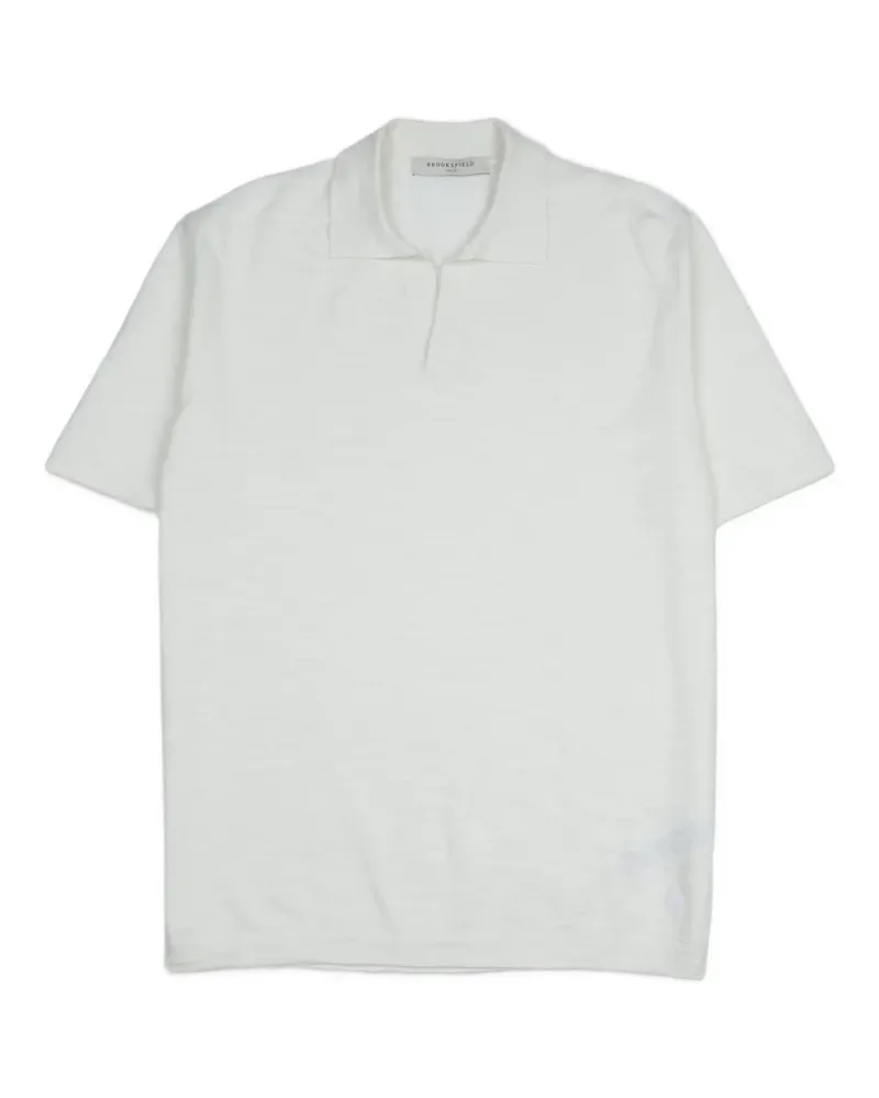 Brooksfield Poloshirt mit Bowlingkragen - Weiß Weiß