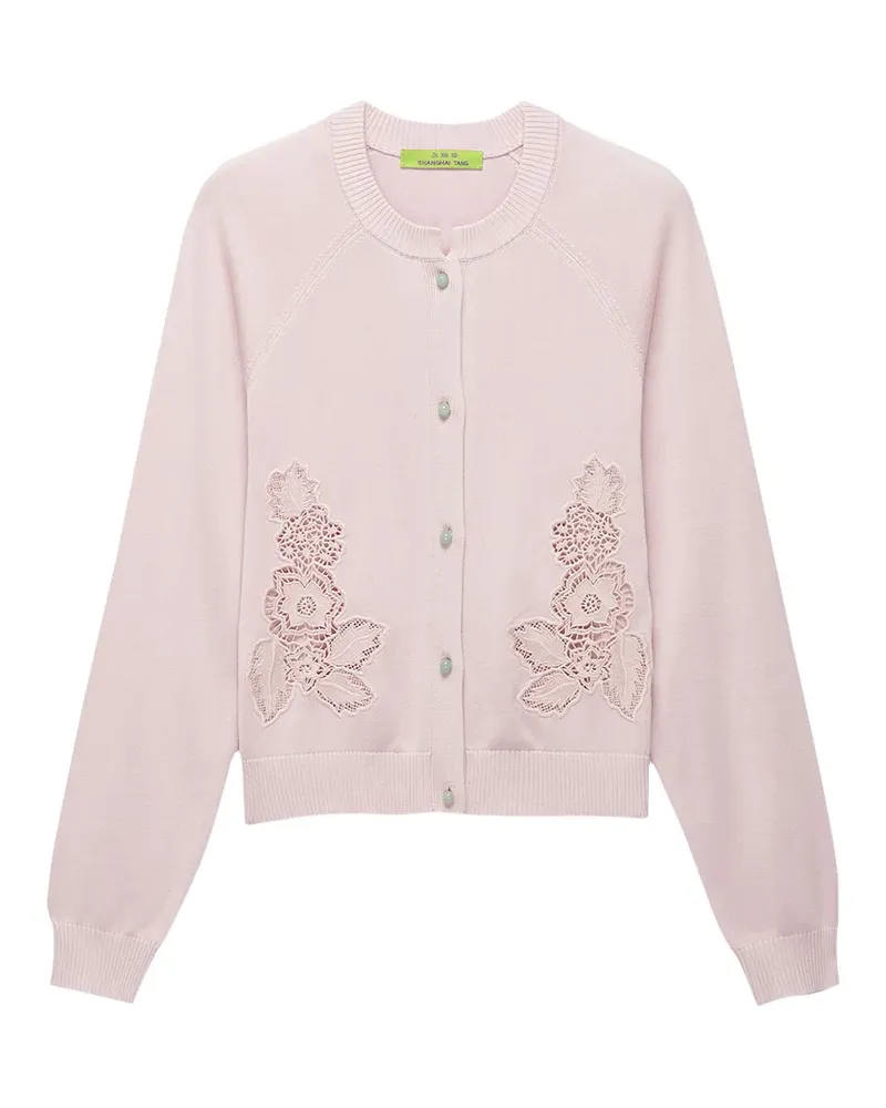 Shanghai Tang openwork floral-embroidered cardigan - Rosa Rosa
