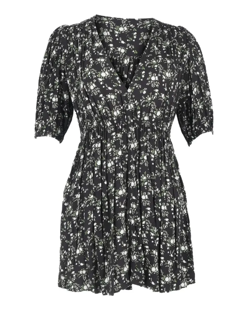 Ganni Minikleid mit V-Ausschnitt - Schwarz Schwarz