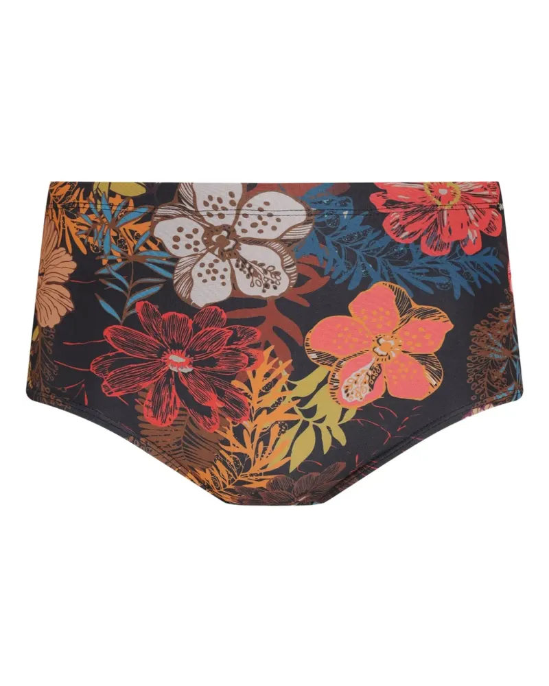 Amir Slama Badehose mit Blumen-Print - Schwarz Schwarz