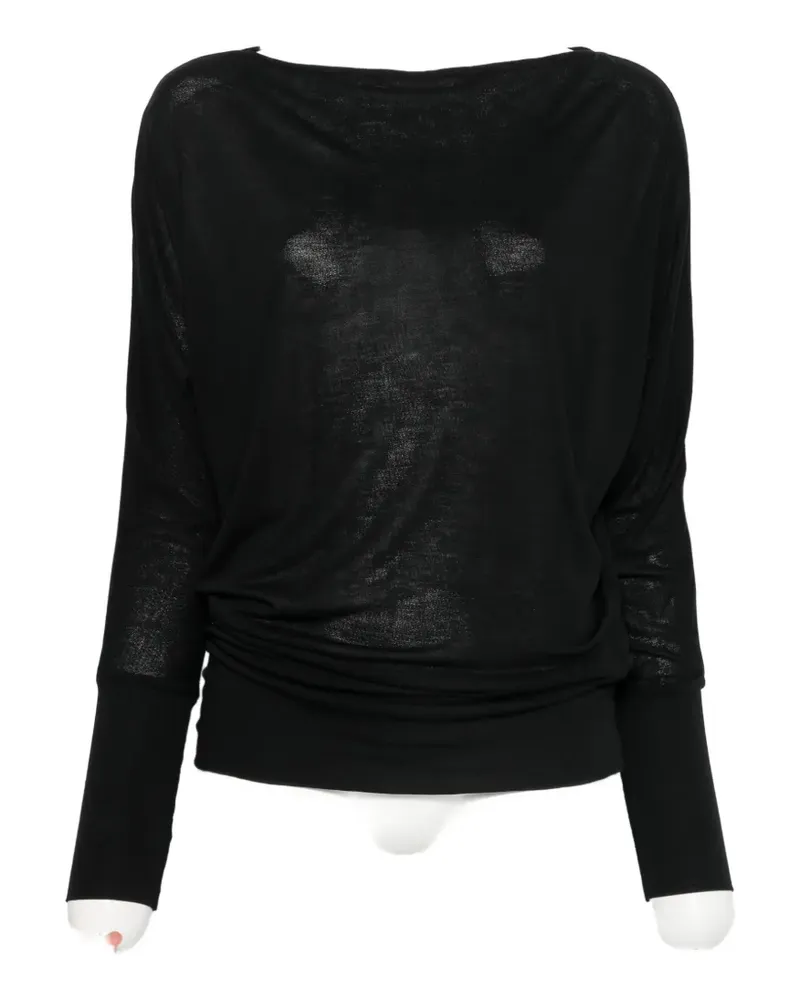 Totême boat neck long sleeve top - Schwarz Schwarz