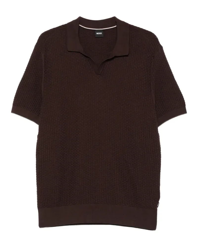 HUGO BOSS texture V-neck T-shirt - Braun Braun