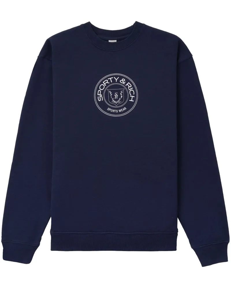 SPORTY & RICH Sweatshirt mit Wappen-Print - Blau Blau