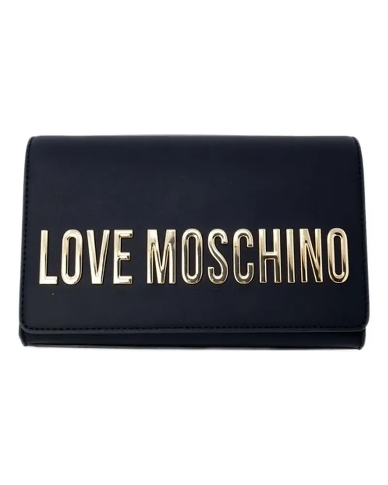 Moschino Clutch mit Logo-Schild - Schwarz Schwarz