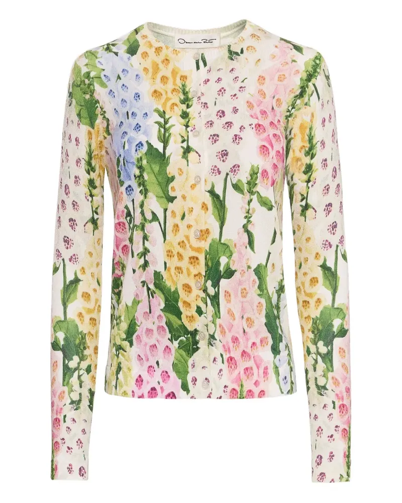 Oscar de la Renta Foxglove Cardigan mit Print - Weiß Weiß