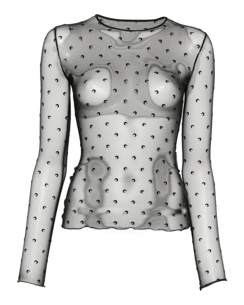 Marine Serre moon-print T-shirt - Schwarz Schwarz