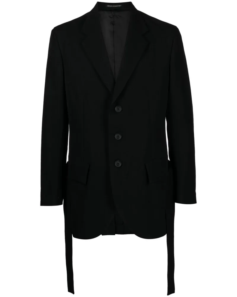 Yohji Yamamoto Army Gabardine-Sakko mit Falten - Schwarz Schwarz