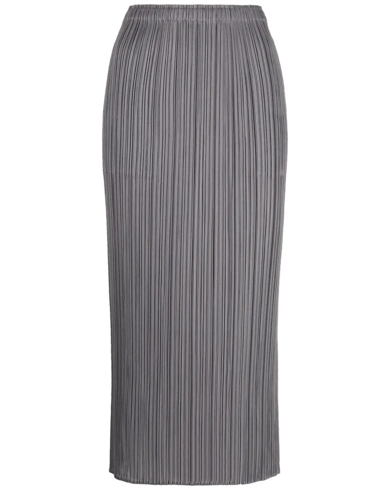 Issey Miyake plissé high-waist midi skirt - Grau Grau
