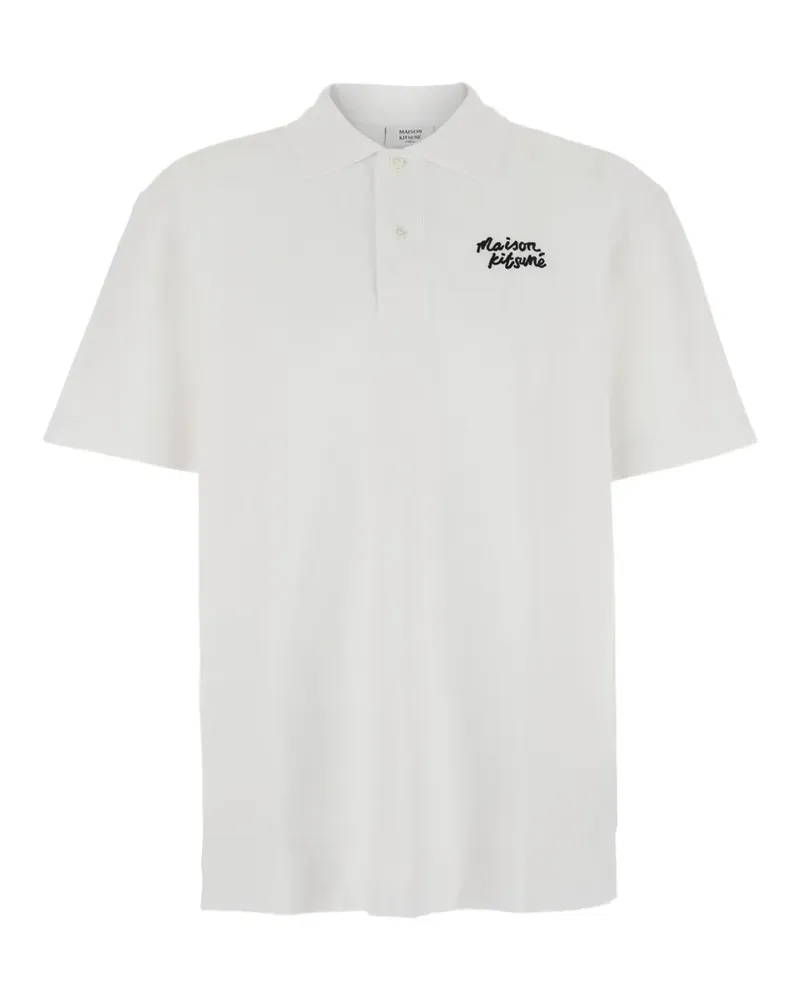 Kitsuné logo-embroidered piqué polo shirt - Weiß Weiß
