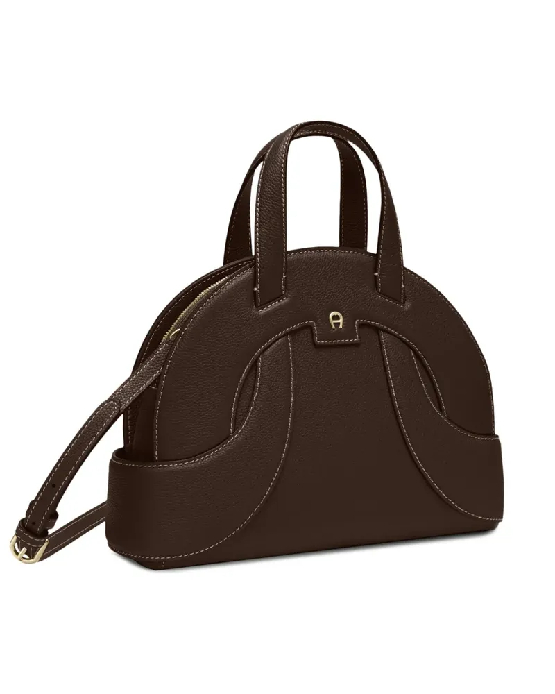Aigner Mittelgroße Sellina Schultertasche aus Leder - Braun Braun