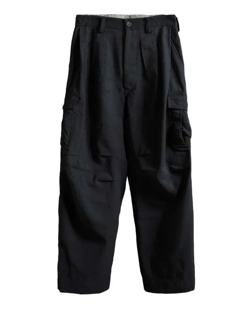 Ziggy Chen Cargohose mit Falten - Schwarz Schwarz