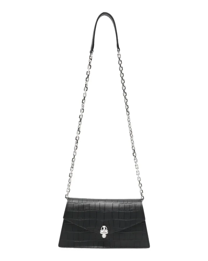Alexander McQueen Skull crocodile-effect shoulder bag - Schwarz Schwarz