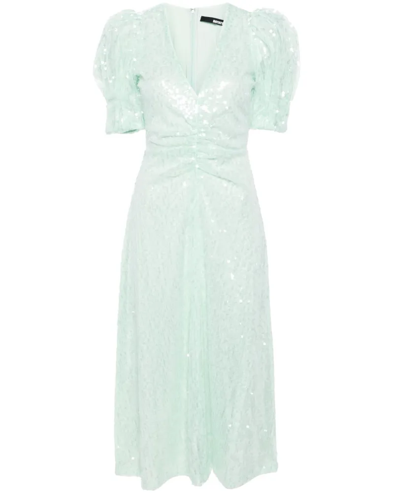 ROTATE Birger Christensen Pailletten-Midikleid mit Puffärmeln - Grün Grün