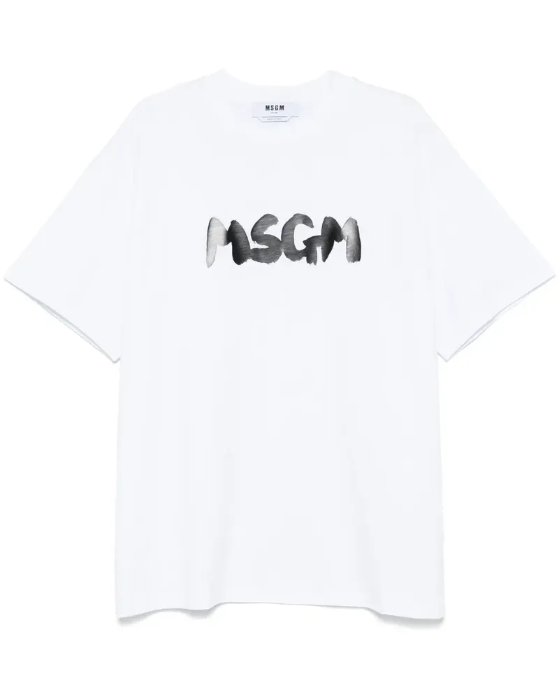 MSGM T-Shirt mit Logo-Print - Weiß Weiß